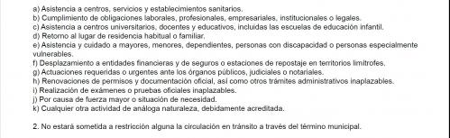 Causas justificadas por las que se puede salir y entrar del municipio