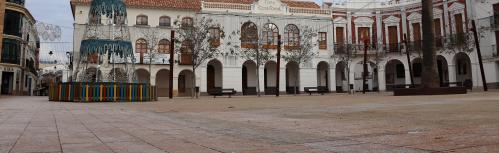 Plaza de la Constitución con sal en su superficie