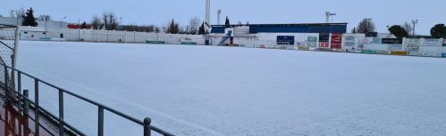 El campo municipal 'José Camacho' amaneció cubierto de nieve el 8 de enero