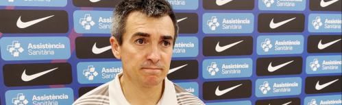 Juanlu Alonso en zona mixta del Palau Blaugrana