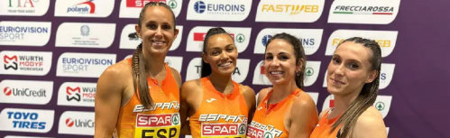 Sonia Molina con el relevo femenino 4x100m en Roma 2024 (Fotografía: RFEA)