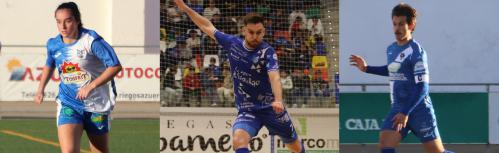 Alba (Tosfrit FF Manzanares), Javi Alonso (Quesos El Hidalgo Manzanares FS) y Carlos García (Manzanares CF)