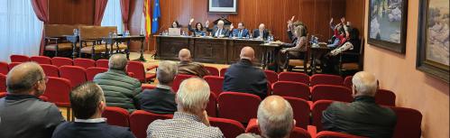 Votación de uno de los asuntos del pleno por parte de los concejales del equipo de gobierno