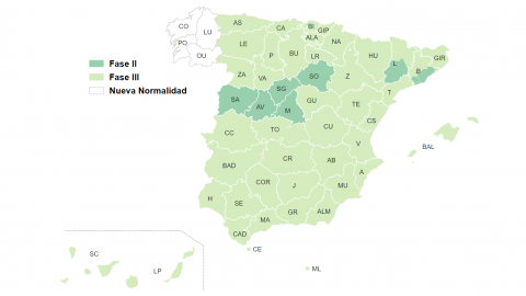 Mapa de transición a la nueva normalidad (12 de junio de 2020)