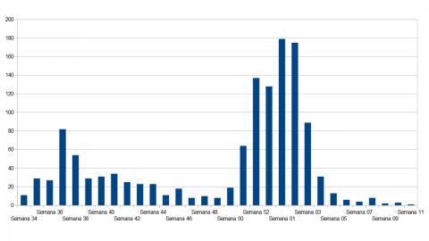 Evolución de la pandemia en Manzanares (semana 34 de 2020-semana 11 de 2021)