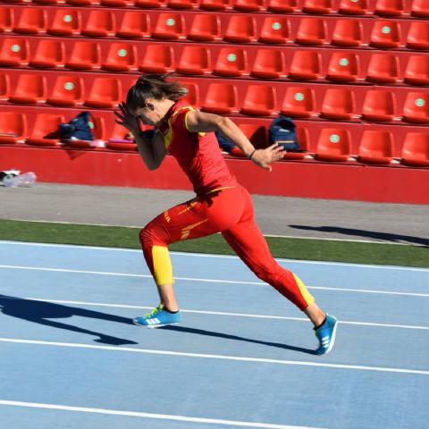 Sonia Molina-Prados en una concentración anterior de la selección española de relevos 4x100