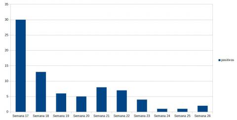 Evolución de casos en Manzanares en las últimas 10 semanas