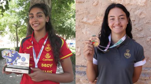Carmen Arroyo y Esther Martín-Buro con la selección española de balonmano