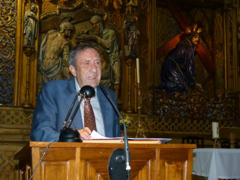 Manuel Díaz-Pinés durante el pregón de las fiestas patronales de 2014