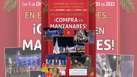 Cartel de la campaña 'En estas Navidades... ¡compra en Manzanares!'