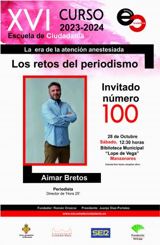 Cartel anunciador de la conferencia de Aimar Bretos en la EdC