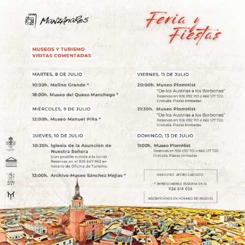 Cartel de las visitas a museos y turísticas