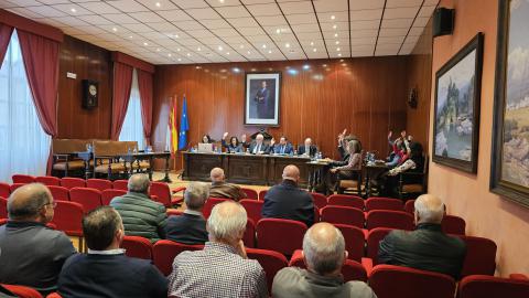 Votación de uno de los asuntos del pleno por parte de los concejales del equipo de gobierno