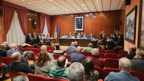 Momento de la aprobación del presupuesto con los votos a favor del Grupo Socialista