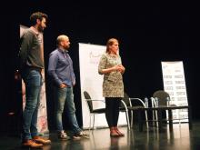 Mario Cervantes con César Calvillo y Teresa Bellón