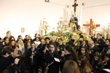 La banda de música actuó en el guardapasos de la Virgen del Traspaso