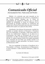 Comunicado oficial de la hermanda de Nuestro Padre Jesús del Perdón