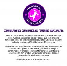 Comunicado Handball Manzanares