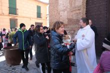 Bendición de animales en la puerta de la ermita de San Antón