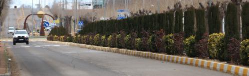 Obras de construcción de la mediana en el vial principal del polígono
