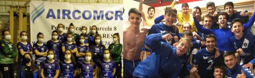 Opticalia BM Manzanares y Manzanares CF juvenil celebrando sus victorias