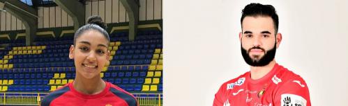 Carmen Arroyo y Rubén Marchán con la selección española de balonmano