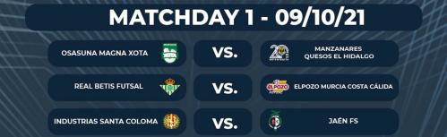 Calendario de la primera jornada difundido por la LNFS