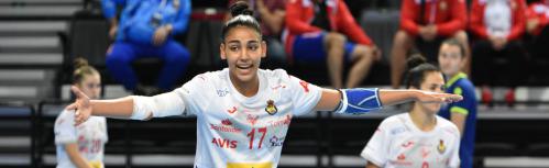 Carmen Arroyo en la primera jornada del EHF Championship 2021 sub-17 (Fotografía EHF)