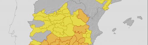 Mapa de nivel de avisos de la AEMET para este lunes