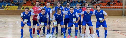 Jugadores del Manzanares FS Quesos El Hidalgo antes de disputar su amistoso frente al Jaén Paraíso Interior FS