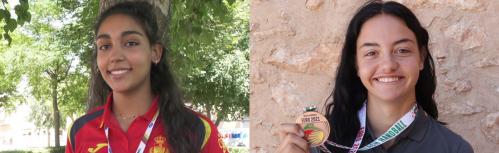 Carmen Arroyo y Esther Martín-Buro con la selección española de balonmano