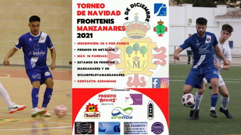 Cortés, cartel del torneo de Navidad de frontenis y Pablo de Haro