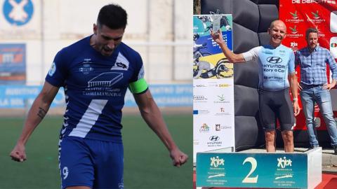 Espi (Manzanares CF) y Quini (CC Castillo de Pilas Bonas)