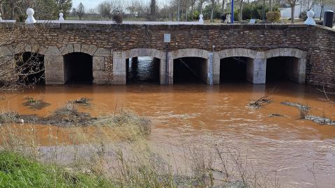 Estado del río Azuer en el Puente de los Pobres a las 14:00 horas del 12 de febrero de 2026