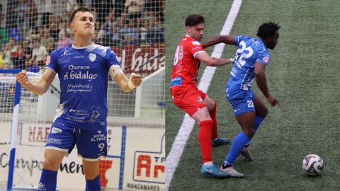 Daniel (Quesos El Hidalgo Manzanares FS) y Yuber (Manzanares CF)