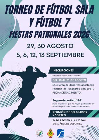 Cartel de los torneos de fútbol sala y fútbol 7 (fiestas patronales 2026)