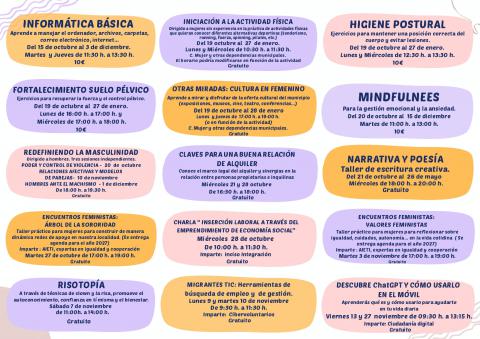 Folleto Cursos Centro de la Mujer octubre 2026-enero 2027