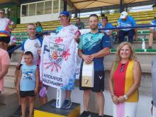 Podio senior masculino de tiro con arco en Tomelloso